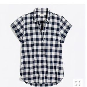 Navy and white gingham blouse J crew